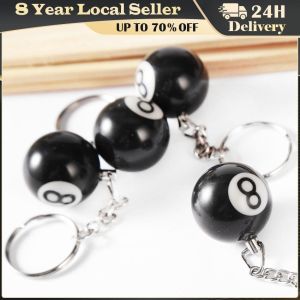 25mm Black No 8 Billiard Keychain Mini Ball Pendant Key Ring Resin Keyring Bar Table Decoration Jewelry Game Souvenir Gift