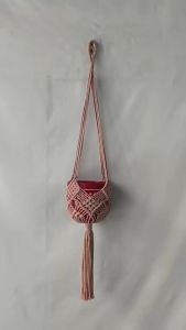Boho Plant Hanger Cotton Rope Woven with Net Pouch Hanging Basket Macrame Flower Pot for Indoor Outdoor Hanging Succulents