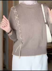 Sweater Rajut Wanita Talikur Lengan Panjang Korean Style - Monica Knit Tops Oversize