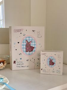 Original Blue Plaid Rabbit Four Grid Card Binder A5 Loose Leaf Polaroid Album Aidou Album Mini Truck Storage Book