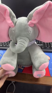 [Ready Stock] Elephant Toy Plush Singing Elephant with Moving Ears Electric Plush Toy Peeping Elephant Plush Childrens Baby Funny Artifact