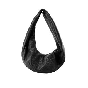 Tomore Artist Woven Texture Leather Moon-Crescent Crossbody Bag Urban Simple Style Single Shoulder Bag Soft PU Material