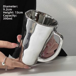Creative Laser Silver Mug Cup with Handle Home Use Coffee Water Glass Cup High Aesthetic Value Nordic Style Retro Vintage