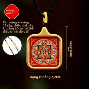 Mặt Dây Chuyền Jambhala Hình Chữ Nhật Màu Vàng Đạo Nhuộm Bằng Tay