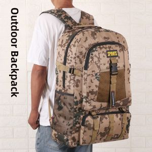 Mens Outdoor Travel Camouflage Backpack Large Capacity Climbing Bag Thickened Wear-resistant 80L Rucksack Hiking School Bag