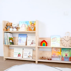 Montessori Solid Wood Kids Study bookshelf Nursey for Children | Easy Reach | Promotes Reading