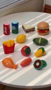 Kitchen Toy Chechile Fruit Food Beverage Hamburger Fries Detachable Simulation Knife Cutting Simulation Gift for Kids & Chirdren