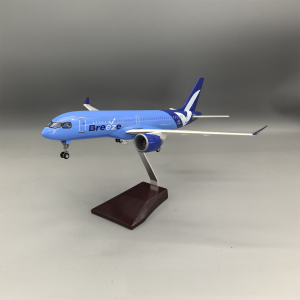 1/100 Scale American Breeze Airways A220 Diecast Resin Airplane Model Kit with Landing Gear Wheel for Collection Display or Gift