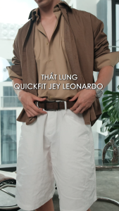 Leonardo Thắt Lưng Quickfit Jey Da Lộn Phối Da Microfiber Mặt Khóa Tự Động Hợp Kim Không Gỉ