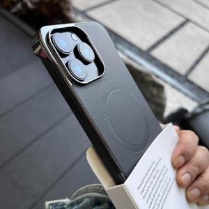 Plated Leather Magnetic Absorption Ultra-Thin Phone Case for  16Promax 15Promax 14Pro 17Pro New Model 13 Business Air