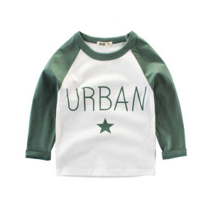 Spring Autumn Childrens Long Sleeve round Neck T-Shirt Boys Base Layer Shirt Trendy Cotton Pure Fabric Cartoon Animation Pattern