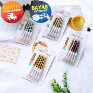 SANDBOX - KP187 LILIN ULIR METALIK ISI 10 LILIN SPIRAL METALIK LILIN ULANG TAHUN BIRTHDAY CANDLE PREMIUM