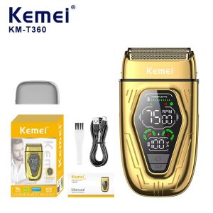 Kemei เครื่องโกนหนวด KM-T360แบบชาร์จไฟได้เครื่องโกนแผ่นปิดหัวล้านปลอมไฟฟ้าคู่ขนานร้านเสริมสวยแบบมืออาชีพ7500รอบต่อนาที