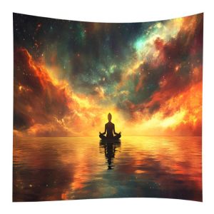 VIKAMA Biển Hoàng Hôn Thiền Gió Thiền Tĩnh Luyện Tấm Thảm Treo Tường Trang Trí Nhà Polyester Phòng Ngủ Ký Túc Xá Chữa Bệnh Nghệ Thuật In Hình