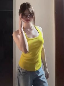 QIAOCHENXIAN | Halter Straps Wide Cotton Slim Fit Tank Top