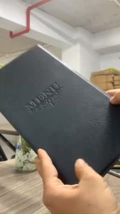 BÌa menu nhỡ A4 in chìm 10 lá màu đen nâu cho nhà hàng khách sạn