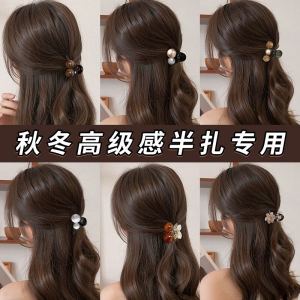 Kẹp Tóc Ngọc Trai Nửa Đầu Phong Cách Hàn Quốc Mùa Thu Đông Kẹp Tóc Trang Trí Phụ Kiện Tóc Nữ Phong Cách Mới Kẹp Tóc Bên Hông