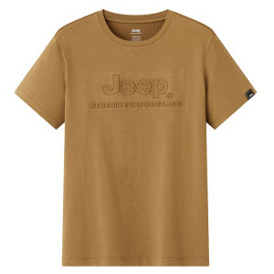 Jeep | Jeep Official Outdoor Summer Short Sleeve Mens Loose Fit Heavyweight American Style T-Shirt Polyester Fiber Cotton Blend