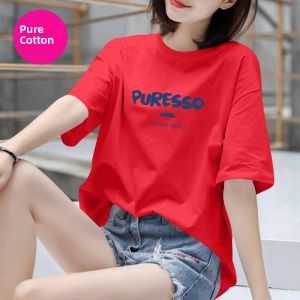 Design Sensation Slimming Cotton T-Shirt Womens Short Sleeve Summer Fashion Korean Style round Neck Casual Top Mommy Wear