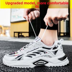 Mens Summer Breathable Mesh Low-Top Casual Shoes Lightweight Dad Shoes Slip-On round Toe Rubber Outsole Comfortable Footwear