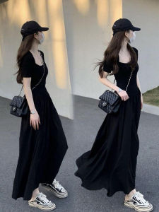 SUHUIQIAN | Sleeveless Square Neck Dress Long Waisted