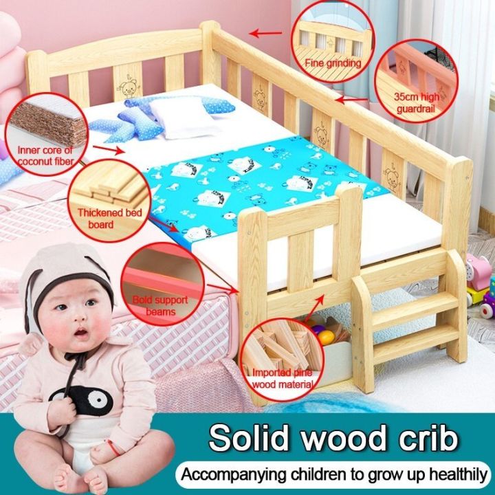 SG Local Seller Upgrade 150cm Solid Wood Baby Bed Toddler Bed With Guardrail Attached to Parents Bed Free Change 15 Years Warranty Lazada Singapore