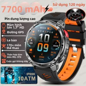 GUHUAVMI | Đồng Hồ Thông Minh Quân Sự GPS 2026 Mới Màn Hình HD 1.7 Inch Hỗ Trợ Cuộc Gọi Bluetooth Chống Nước 10ATM Theo Dõi Nhịp Tim Pin 1100mAh Dành Cho Nam Giới