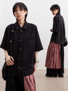 A Gust of Neo-Chinese Wind Bamboo Double Button Short Sleeve Shirt Baby Boy and Girl Summer Stylish Heavy Industry Easiest for Match Couple Half Sleeve Shirt Fashion