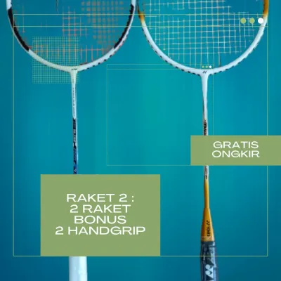 LENGKAP 2 RAKET BULUTANGKIS + 1 TAS + 2 GRIP + 1 SLOP KOK