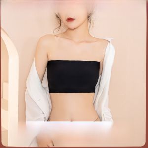 miiow | Catwoman Dance Student Special Underwear Strapless Summer Anti-slip Anti-exposure Girl Bandeau One-piece Bra Nylon Fabric