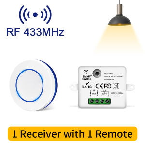RF 433MHz Wireless Relay Controller 110V-220V 10A Mini Round Button Wall Panel Switch Remote Control for LED Lamp