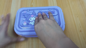 BPA-Free Kuromi Sanrio Cartoon Character Student Kid Lunch Box With Dividers and Spoon/Fork 1200ml BPA-Free Leak-Proof  Minecraft Roblox Back To School J199#