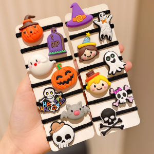 14-Pack Halloween Fashion Hair Ties Multi-Color Ghost Skeleton Design Cute Girls Halloween Gift Hair Bands Accessories