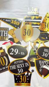 1bag Happy Birthday 30th 40th 50th 60th Paper DIY Stick Photo Booth Props Mask Photobooth Anniversary Adult Birthday Party Decor