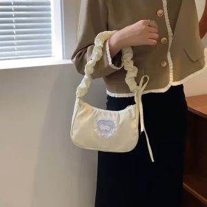 MIMISO Y239 Bunny heart Ruffles Shoulder bag for Women Fashion Ladies Armpit bags Kids Children pleated strap Handbag