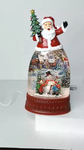 ONELINE 8012 Christmas Santa Snow Globe Lantern with Snowman Inside with Light and Sound