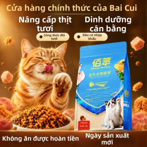 BAICUI | Thức Ăn Mèo Mọi Giai Đoạn Dầu Cá Xanh & Thịt Xé Phay