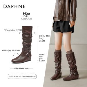 Daphne | Bốt Cao Cổ Lỏng Thõng Mũi Nhọn Đế Bằng Có Lớp Lót Nỉ Mùa Đông Màu Trắng