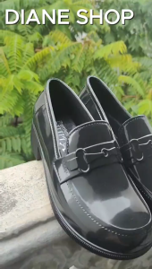 Womens round-toe black shoes korean fashion student black shoes rubber non-slip 4CM thick-soled black shoes slip-on office work black shoes waterproof outdoor stylish black shoes 0110523