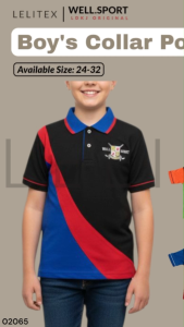 [Lelitex] Boys Polo Collar T-shirt with Embroidery and Colourful Pattern