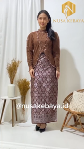 Nusa Kebaya Setelan Kebaya Maharani Model Blouse Miska Payet Dan Rok Lilit Songket