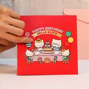 🇲🇾 3D Pop Up Hello Kitty Little Twin Star Happy Birthday Greeting Gift Card Handmade Party Card With Envelope Kad Hadiah
