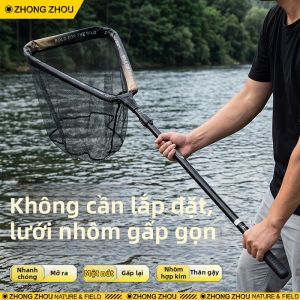 ZHONGZHOU | Foldable Triangle Fishing Net Durable Aluminum Telescopic Rod