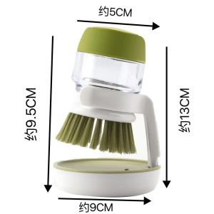 Dish Brush With Soap Dispenser Multi Use Soap Dispensing Scrub Brush For Household Universal Kitchen Dish Palm Brush With Tary
