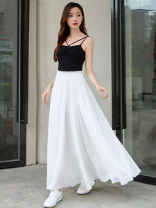 Váy Dài Chữ a Màu Trắng Tinh Khiết Cho Nữ Mùa Hè 2024 Váy Dài Xếp Ly Bằng Vải Polyester Cao Cấp Váy Khiêu Vũ