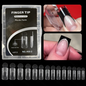 140pcs New Square Matte Dual Forms with French Line Full Cover Dual Nail Molds for Gel Acrylic Nail Art Extension