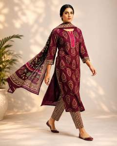 Premium pure cotton three piece set with one meter duppatta suitable for temples outings
