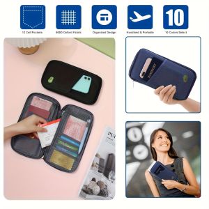 Travel Passport Holder Multi-Functional Wallet-Style Travel Document Holder Mens Womens Style Passport Wallet Organizer Bag