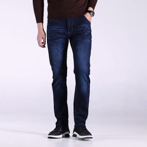 Yitiaoyu Mens Stretch High Waist Jeans Straight Casual Pants