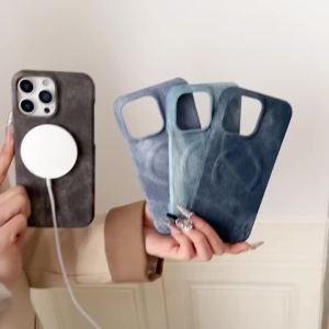 Denim Jeans Texture Magnetic Phone Case for MagSafe IPhone 17 Air 16 15 14 13 12 Pro Max Plus 17Pro Mac Safe Shockproof Cover
